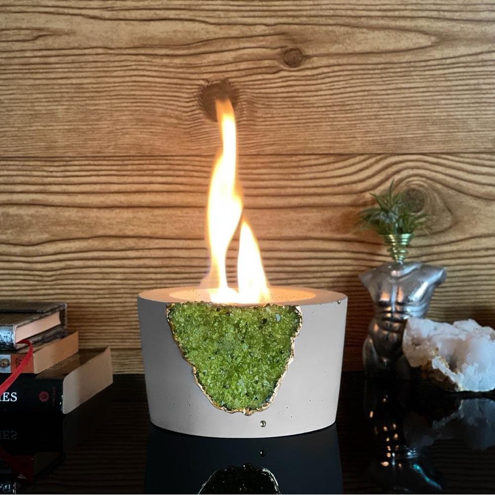 Elegant Green Peridot Tabletop Fire Pit